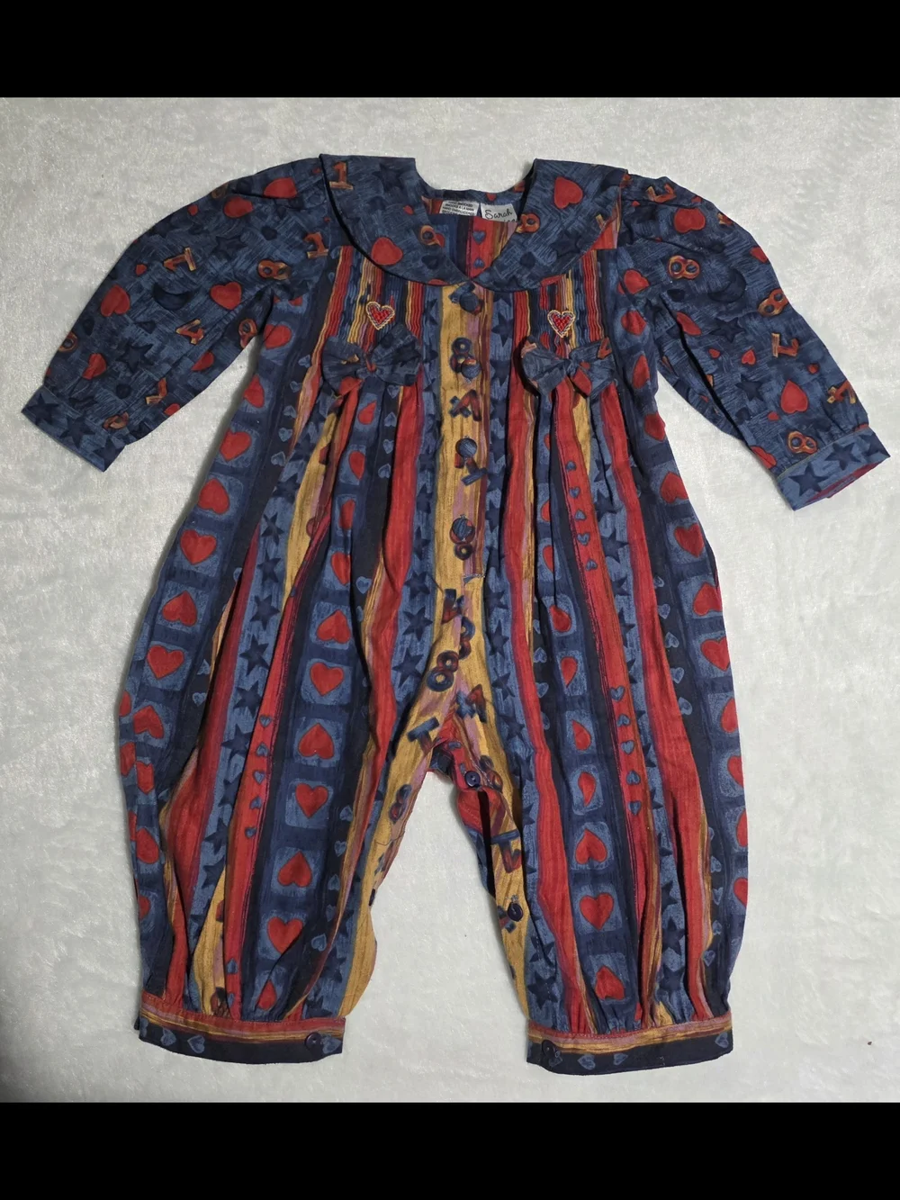 Heart & Stripe Navy Red Kids One-Piece Bodysuit